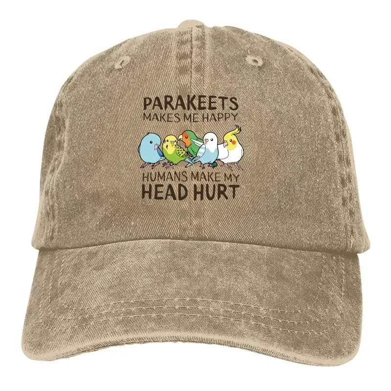 

Washed Men'S Baseball Cap Parakeet Lover Trucker Snapback Caps Dad Hat Parrot Birds Pet Golf Hats