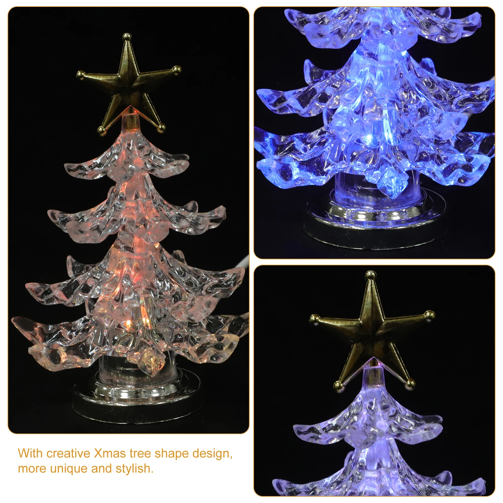 

2pcs Glowing Christmas Tree Night Light Lamp Color Changing Decor For Bedroom Child Room Living Room Bar Cafe Office