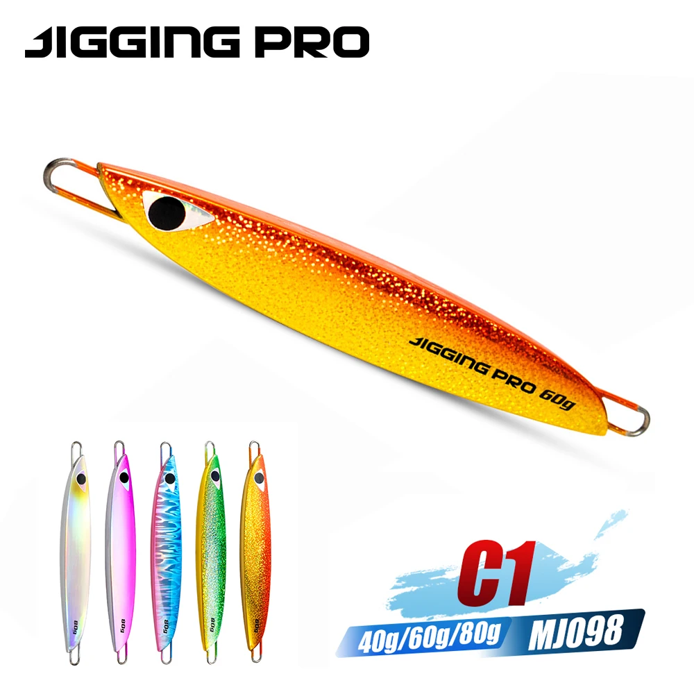 JIGGING PRO C1 MJ098 Jig Metálico 40g 60g 80g para Slow Jigging, Pesca Costera, Equilibrio Central de Cara Ancha, Señuelo de Pesca en Agua Salada