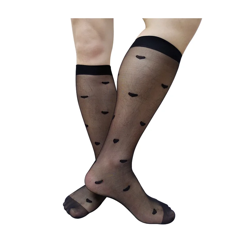 

See Through Black Mens Over The Calf Socks Formal Dress Suit Stocking Sexy Lingerie Business Socks Male Long Tube Hose Softy