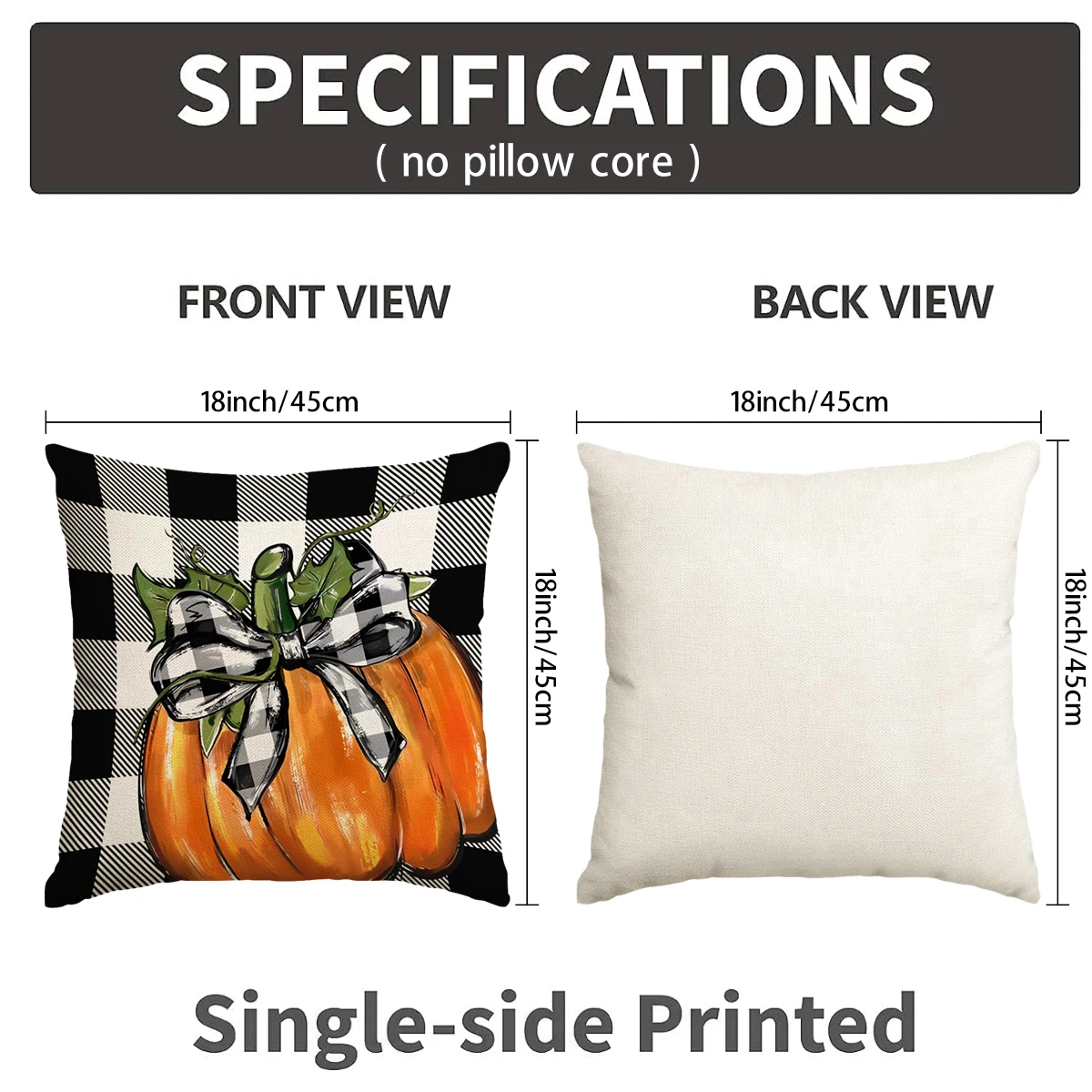 1 \ 4pcs Autumn Thanksgiving Pillow Cover with Bow Truck Pattern Backrest Cover, Suitable for Room Living Room (No Pillow Core)