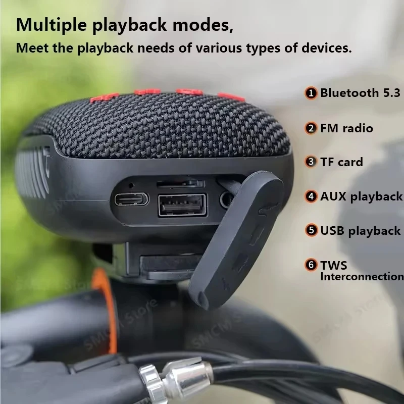 Wireless Portable Bluetooth Speaker Radio FM Subwoofer Waterproof Mini Sound Box Music Bass Small Caixa De Som Bicycle Bike Mp3 image 6