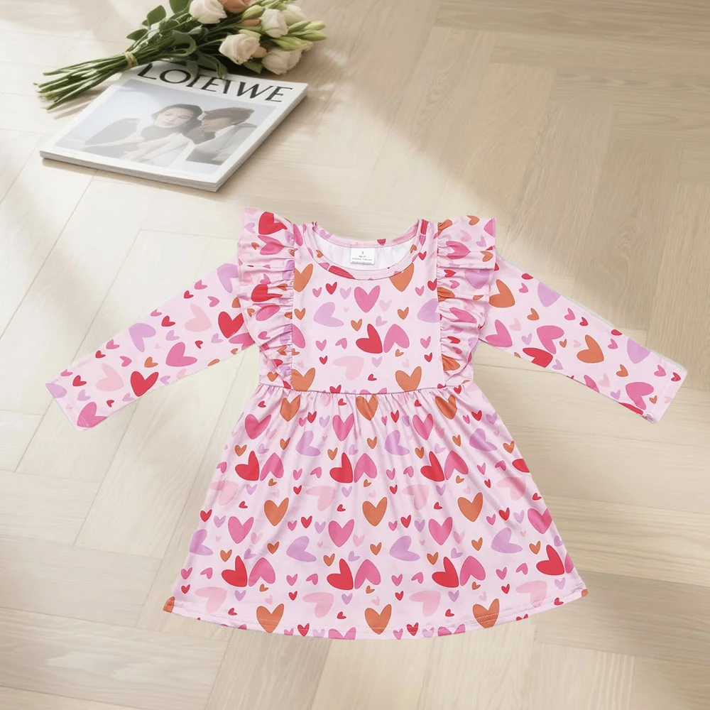 12.6 Baby Girls Dresses Baby Girls Valentines Hearts Pink Red Knee Length Dresses