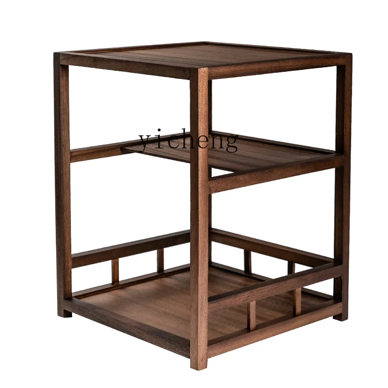 

Walnut Storage Rack Solid Wood Living Room Coffee Table Tea Side Cabinet Simple Home Display Stand