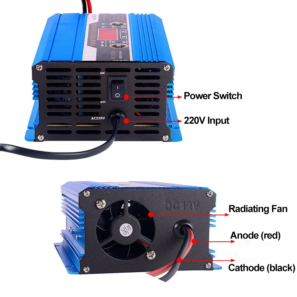 10A 20A 30A 40A 12V Lead-acid Battery Charger For Car Caravan Campervan Motorhome Boat Battery Fast Charging EU Plug Charger