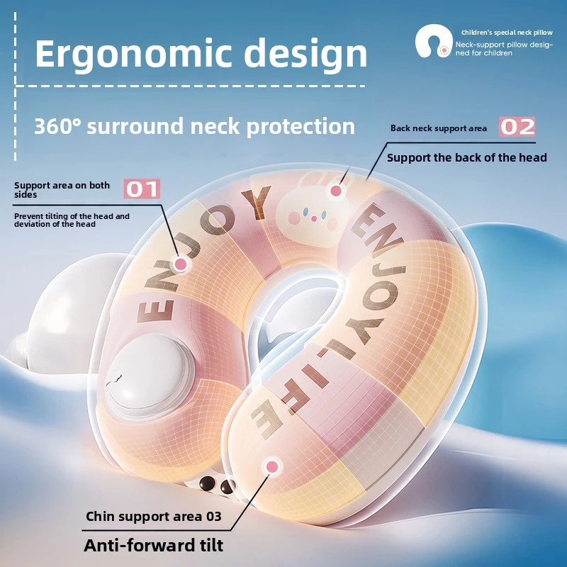Portable Inflatable U-shaped Neck Pillow Travel Sleeping Aid Car Plane Long Distance Journey Comfortable Soft Cushioning Support