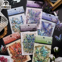 Mr. Paper Vintage Sparkling Butterfly Sticker Pack PET Stereoscopic Handbook Decoration Backing Material Stationery 20pcs/pack