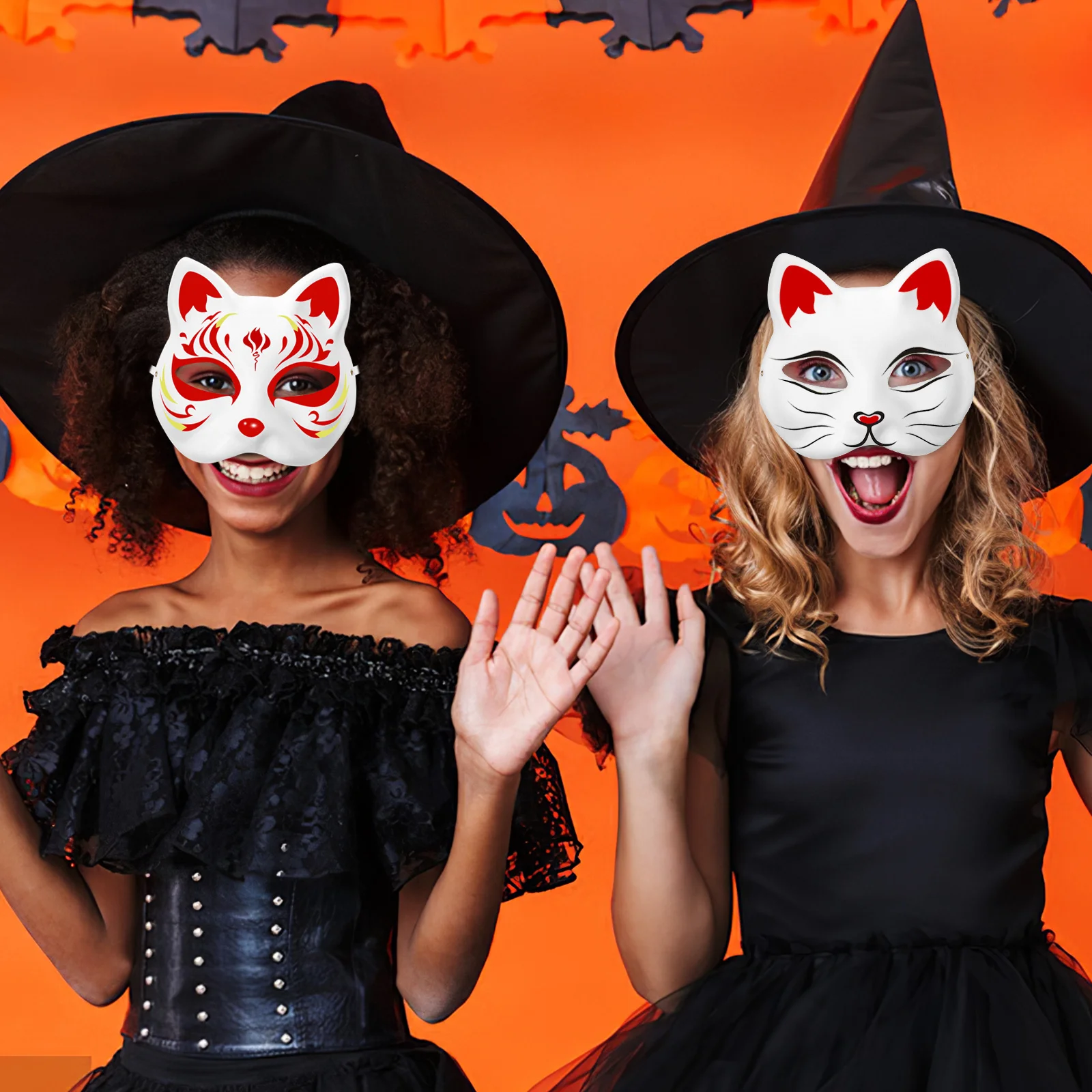 

10Pcs Blank White Paper Masks DIY Man Animal Cat Shapes Adjustable Band Cosplay Carnival Masquerade Party DIY White Paper Mask