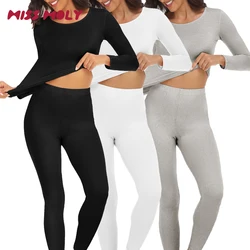 Thermal Underwear for Women Long Johns Set Cold Weather Autumn Winter Pajamas Top Bottom 2 Pieces Sets Shirts + Pants