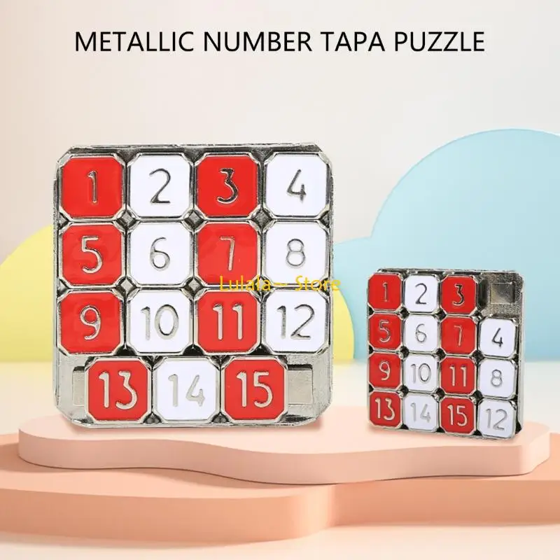 Y4QA 아연 합금 15 그리드 슬라이딩 퍼즐 교육 뇌 티저 장난감 어린이 및 성인 헤비 듀티