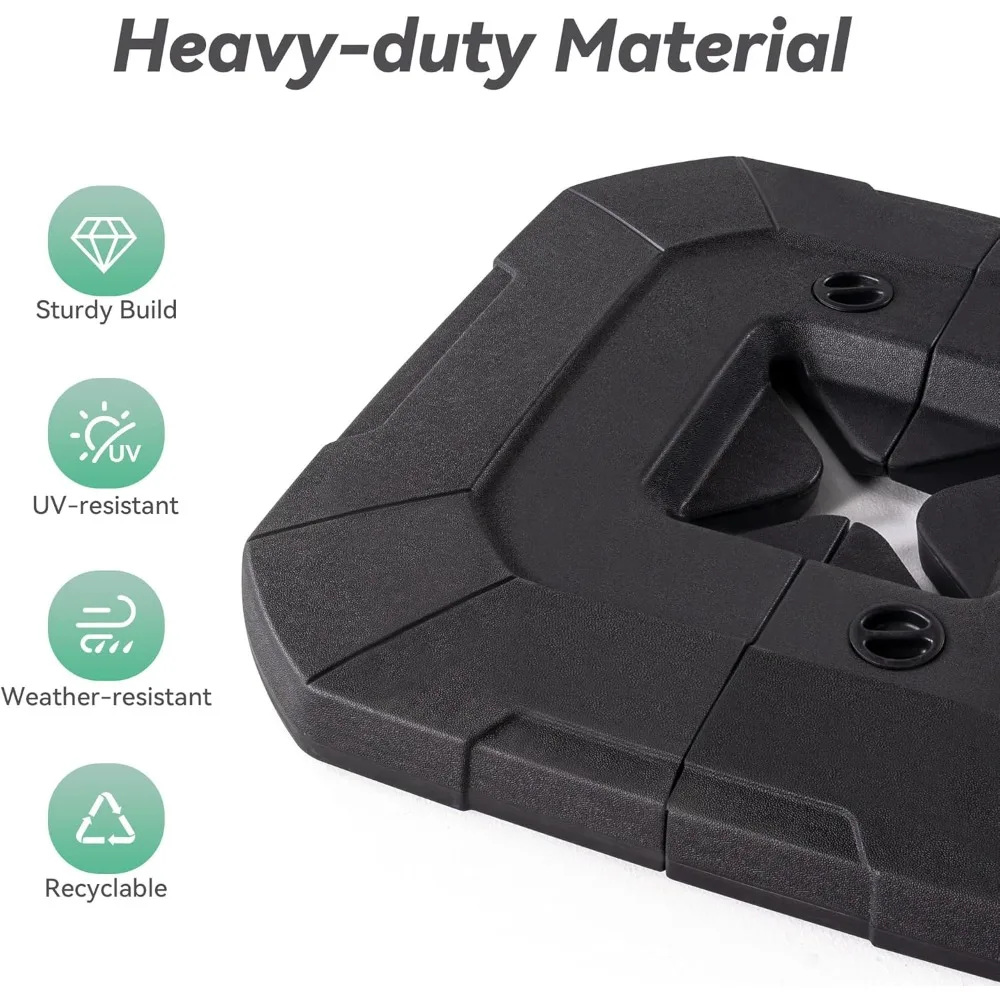 قاعدة مظلة للفناء الخارجي شديدة التحمل مع حشوة الماء والرمل، تدعم مظلات بقوة 220 رطلًا