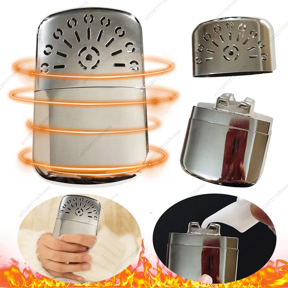 Zinc Alloy Portable Fuel Hand Warmer Reusable Small Handy Warmer Heater Winter Heater for Outdoor Hunting Camping Fishing