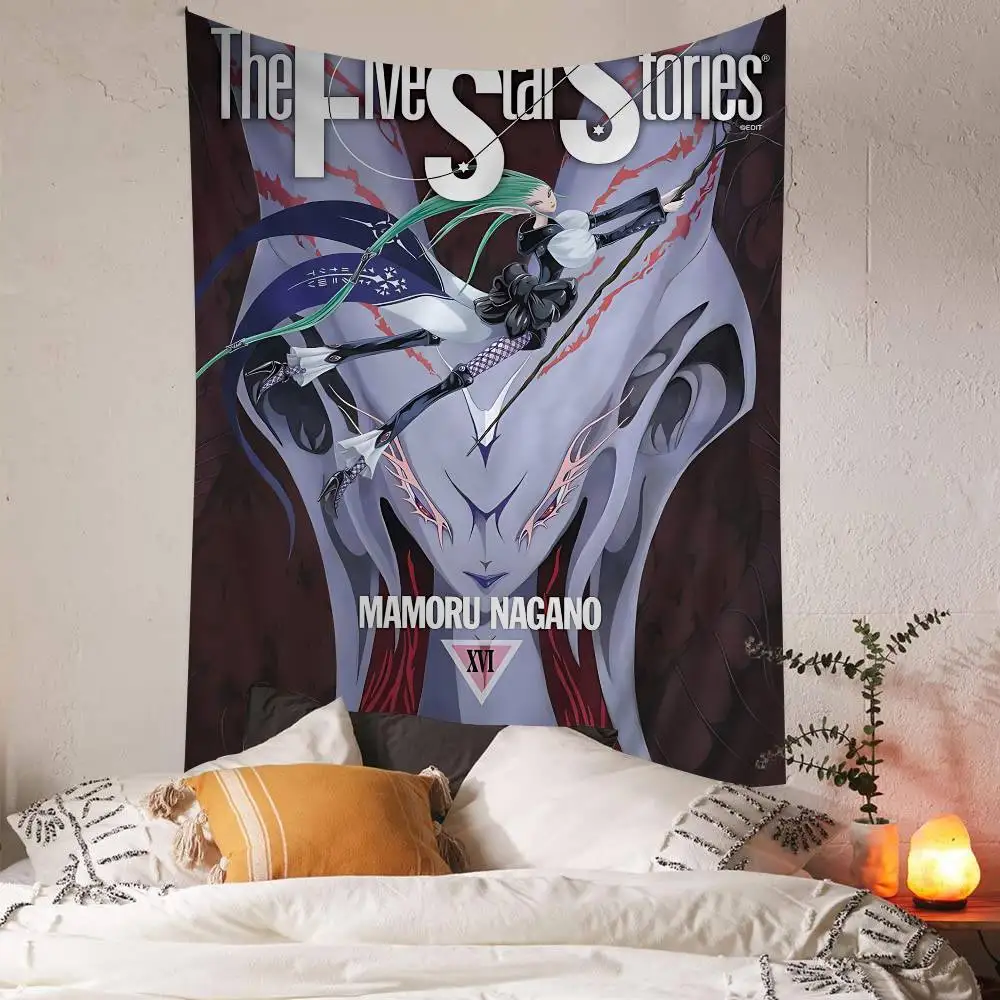 Five Star Stories Anime Colorful Tapestry Wall Hanging Hanging Tarot Hippie Wall Rugs Dorm Wall Art Decor