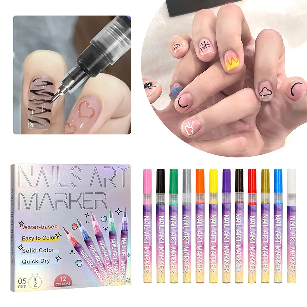 Nail Art Graffitis Pen Set Waterproof Quick-Drying Nail For Diy Nails Art Design For Wearable Nails
