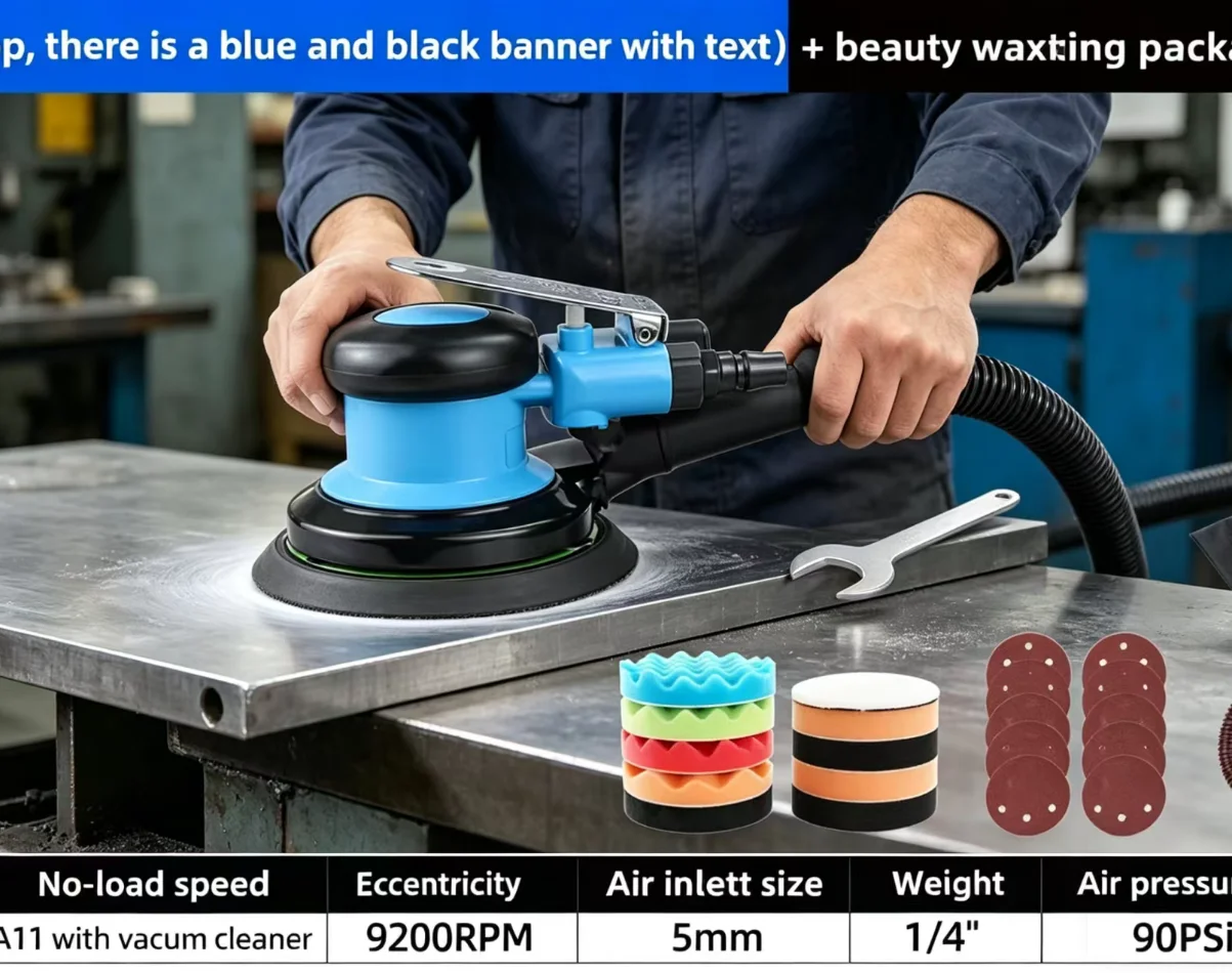 5-inch pneumatic grinder, small air sander, pneumatic polishing waxing dry grinding head sandpaper polishing machine