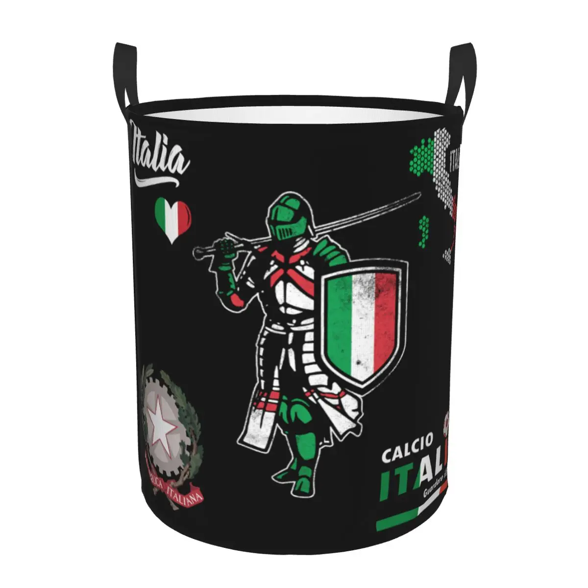 Italia National Emblem Map And Flag Laundry Hamper Large Clothes Storage Basket Coat of Arms Italian Toy Bin for Boy Girl