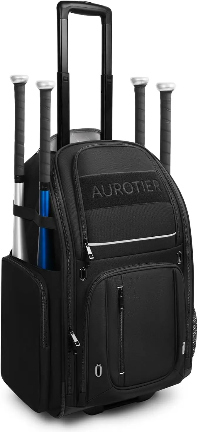 Wheeled Bat Bag All Terrain Softball Storage With Shoe Compartment Fence Hooks