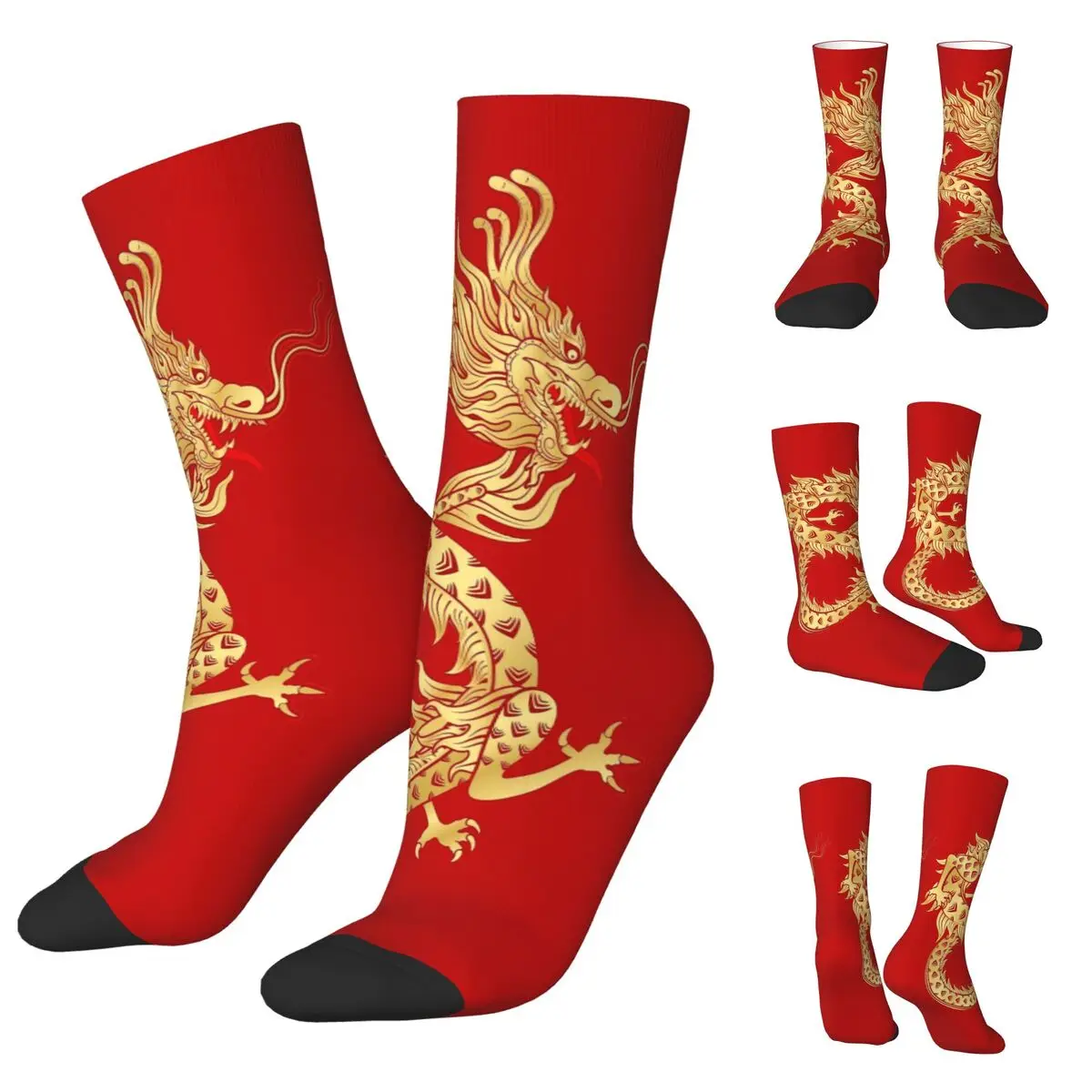 Non brand,pattern Chinese Dragon cosy Unisex Socks Windproof Interesting Four Seasons Socks