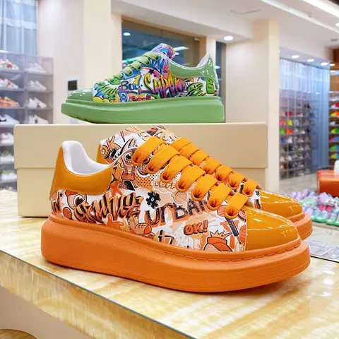 Handcrafted Leather Casual Sneakers Cowhide Leather Oversized Man Platform Trainers Originality Flat Loafer Shoes Men Footwear