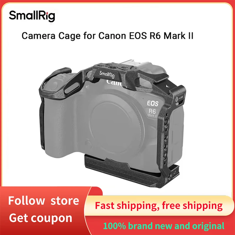 SmallRig “Black Mamba”Lightweight Camera Cage for Canon EOS R6 Mark II with Multiple Mounting Points for Handle, LED,Microphone