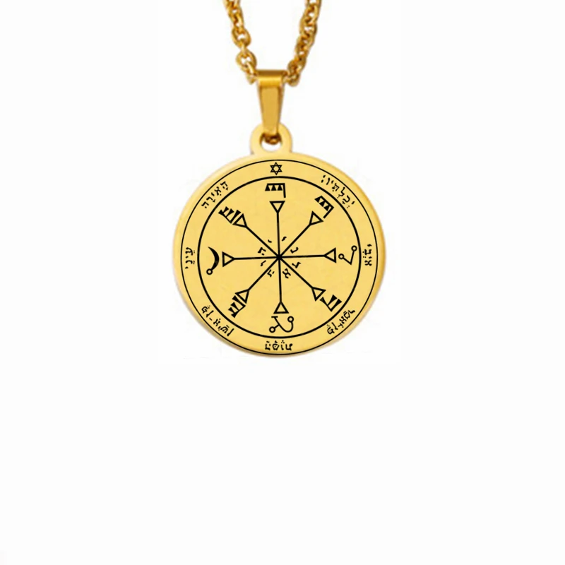 King Solomon Seal Talisman Amulet Jewelry Prosperity Manifest Love Pentacles Coin Medallion Stainless Steel Pendant Necklace