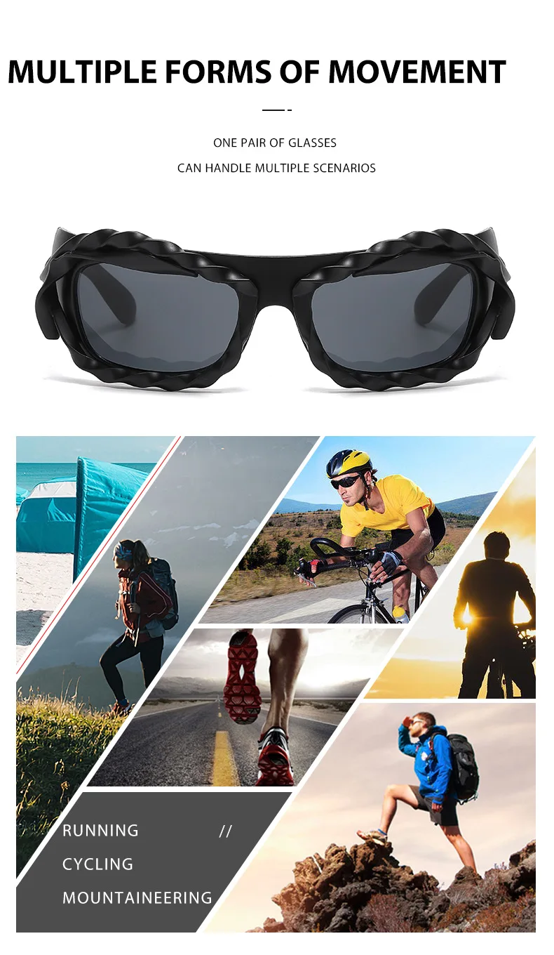 Trendige Techwear-Style Unregelmäßige Sonnenbrille, Nischendesign, Sonnenschutz & Blendschutz, Vielseitige Sonnenbrille 68192 – Detail 7