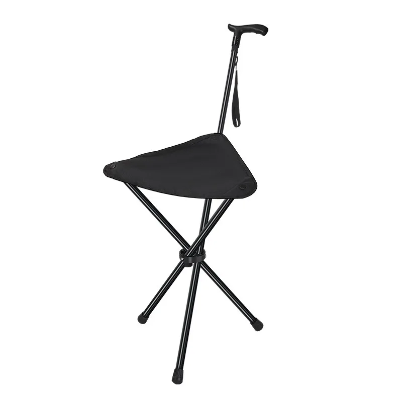 Outdoor climbing cane elderly help crutch stool folding with retractable arm