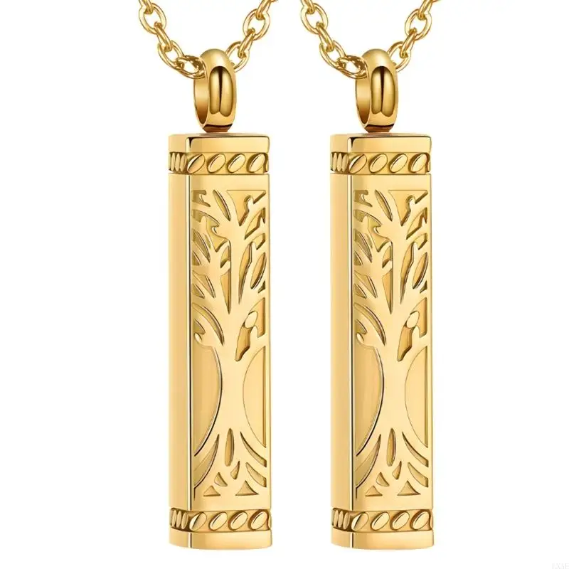  Pack of 2 Tree Cremation Necklace Memorial Pendant for Ashes Secure Lock Design