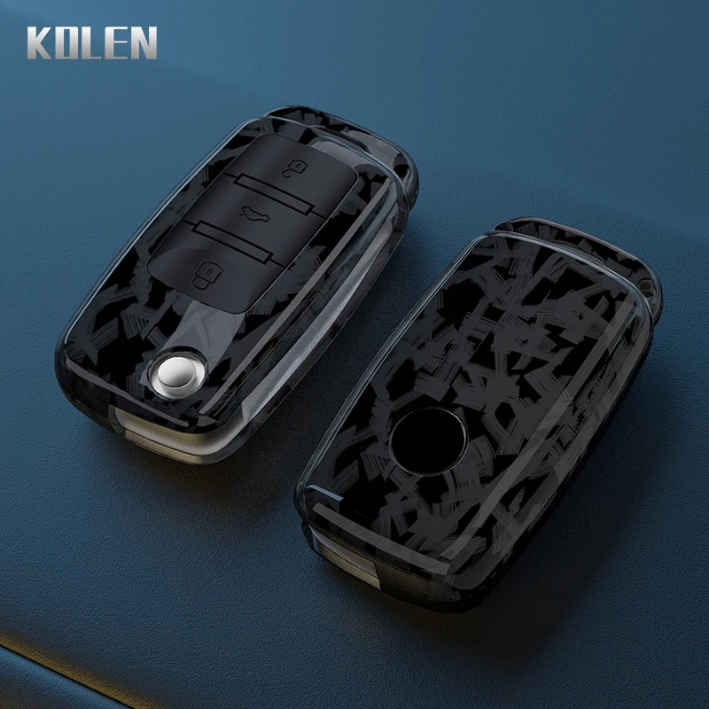 ABS Carbon Fiber Car Key Case Cover Shell For VW Volkswagen Polo Golf Passat Beetle Tiguan Seat Leon Altea Skoda Octavia Kodiaq image 2