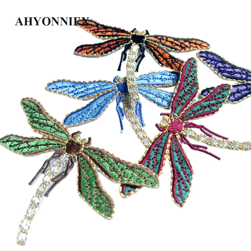 1 Piece Embroidered Dragonfly Patch Cloth Stickers for Jeans Coat Accessories Iron On Applique for DIY