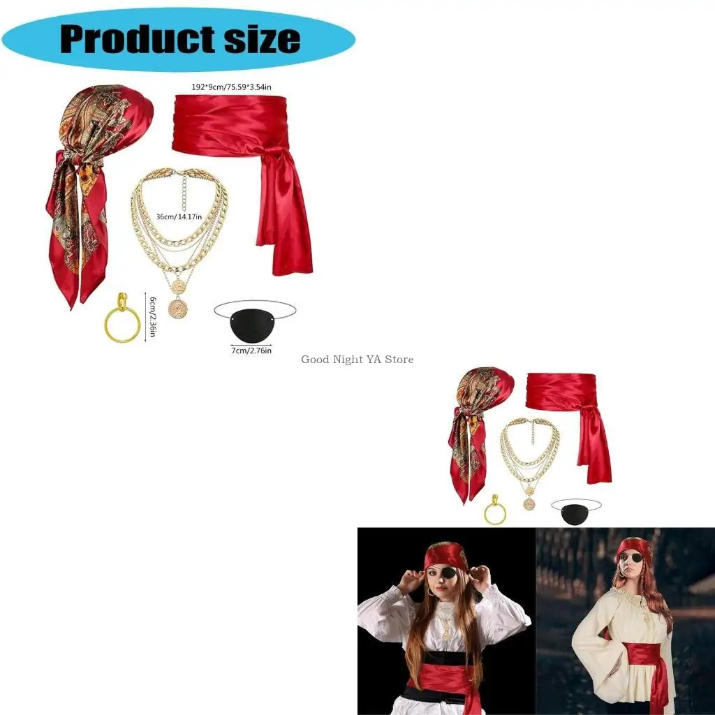 Capitaine Pirate Tenues Pirate Bandana Collier Collier Eyer Patches Eye Men Men Captain Pirate Costume accessoires