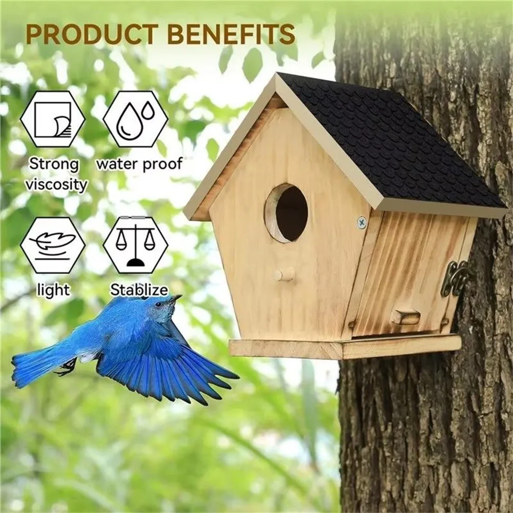 Roof Shingles for Nesting Box 32 pcs Black Felt Set Includes 30 Roof Tiles and 2 Peak Covers Self-Stick Non-Woven