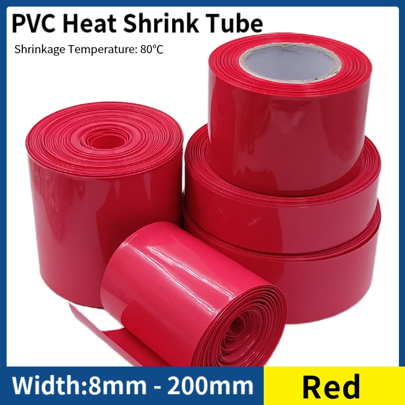 1/5/10/20M 18650 bateria Lipo PVC rurka termokurczliwa opakowanie 8mm ~ 200mm izolowane folie do pakowania litowe etui kabel ochronny czerwony rękaw