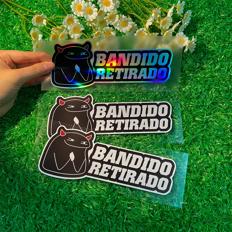 

1 шт. BANDIDO RETIRADO, наклейки на мотоцикл в испанском стиле, забавные водонепроницаемые виниловые наклейки с мемом для скутера, универсальный корпус топливного бака