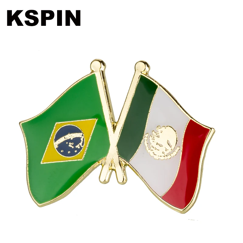 Broche de insignia con bandera de México y Rusia