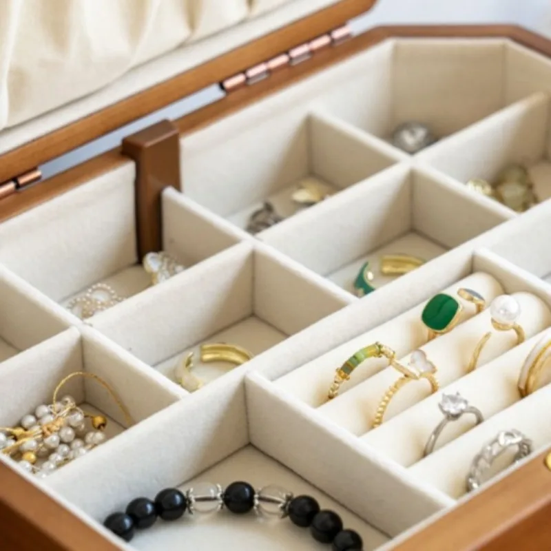 High-end	Jewelry Display Box Multilayer Necklace Showcase Case Earrings Rings Storage Boxes Jewellery Drawer Organizer Tray