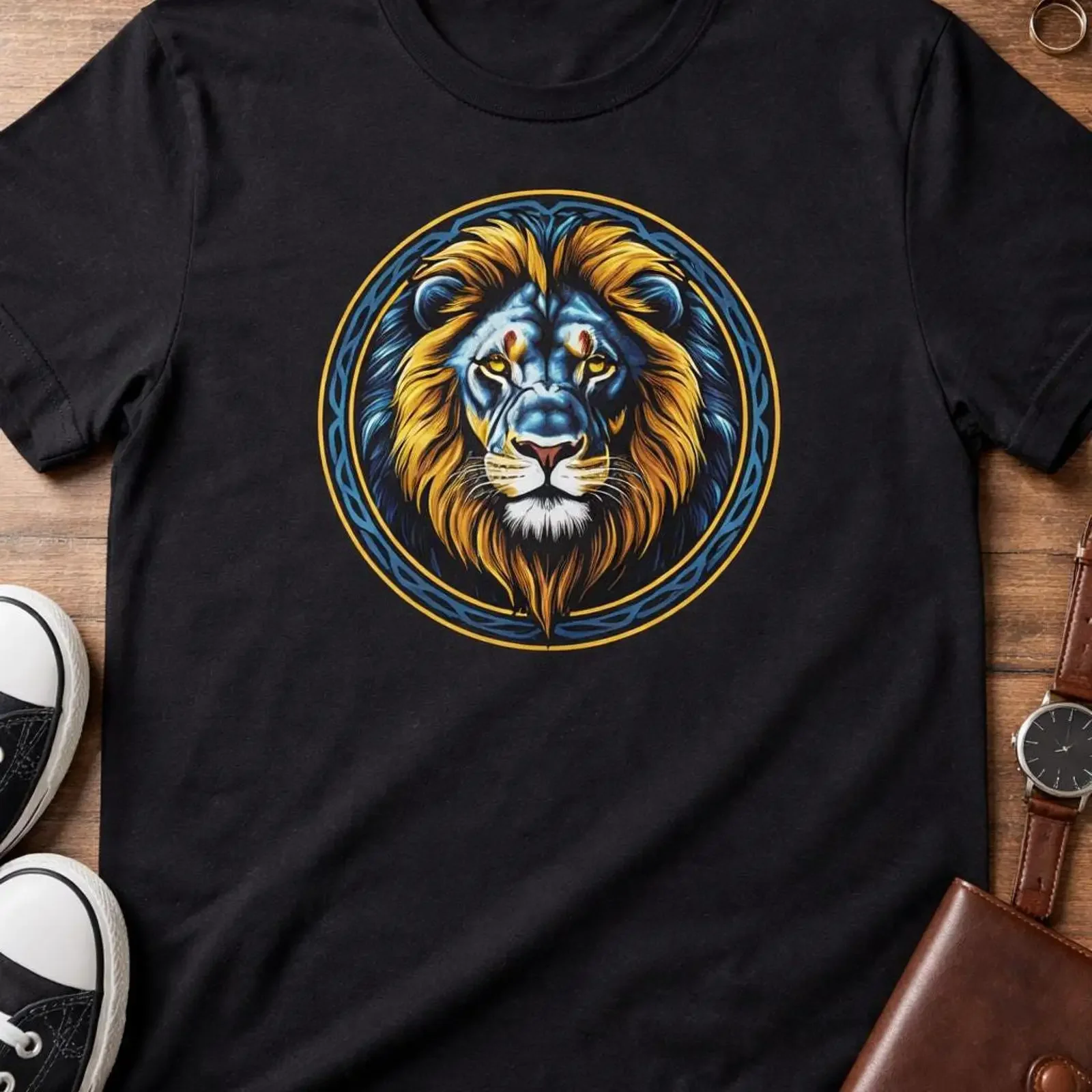 Lion T Shirt Men Bold Head Strength vintage Washed Versatile Stylish Breathable Slightly homme fashion streetwear graphic