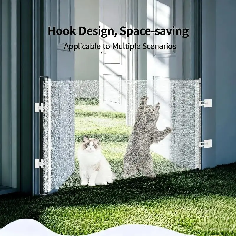 ~Retractable Pet Gate Dog Baby Retractable Gate No-Drill Childproof Net Fence Cat Baffle For Indoor Pet Dog Barrier Fences