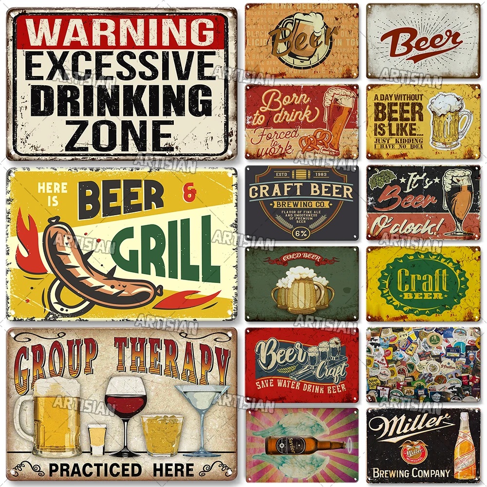 ARTISIAN Vintage Beer Metal Tin Sign Decorative Plate Retro Metal Signs Cafe Metal Plaque Home Man Cave Wall Decoration Signs