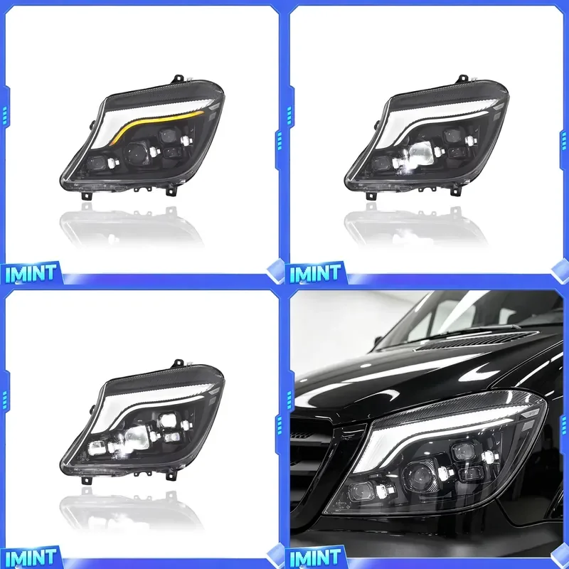 KGKB LED Headlight Assembly for Sprinter W906 2014-2018 6500K Projector Lens DRL Seq Turn Dynamic Startup Plug & Play