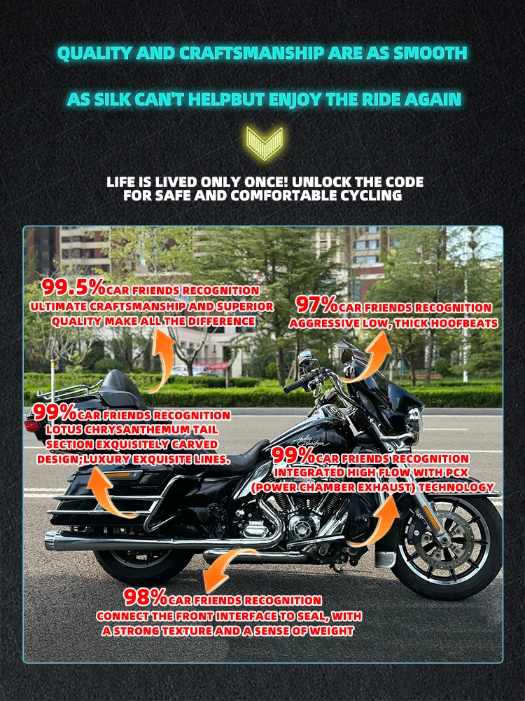 Fits Harley Twin Cam Highway King Street Glide Road King Touring Motorcycles Modified Front Exhaust Pipe Upgrade Thickened 96-25