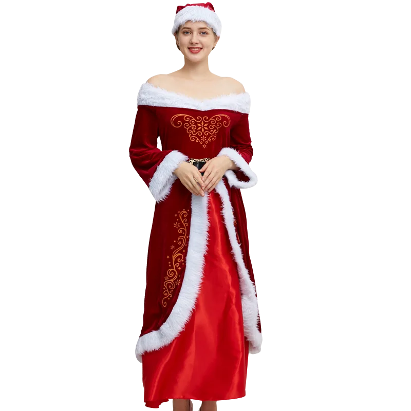 

Santa Claus Costume Suit for Women,Claus Christmas Cosplay Santa Clause Costume Deluxe Red Velvet Santa Dress Christmas Costumes