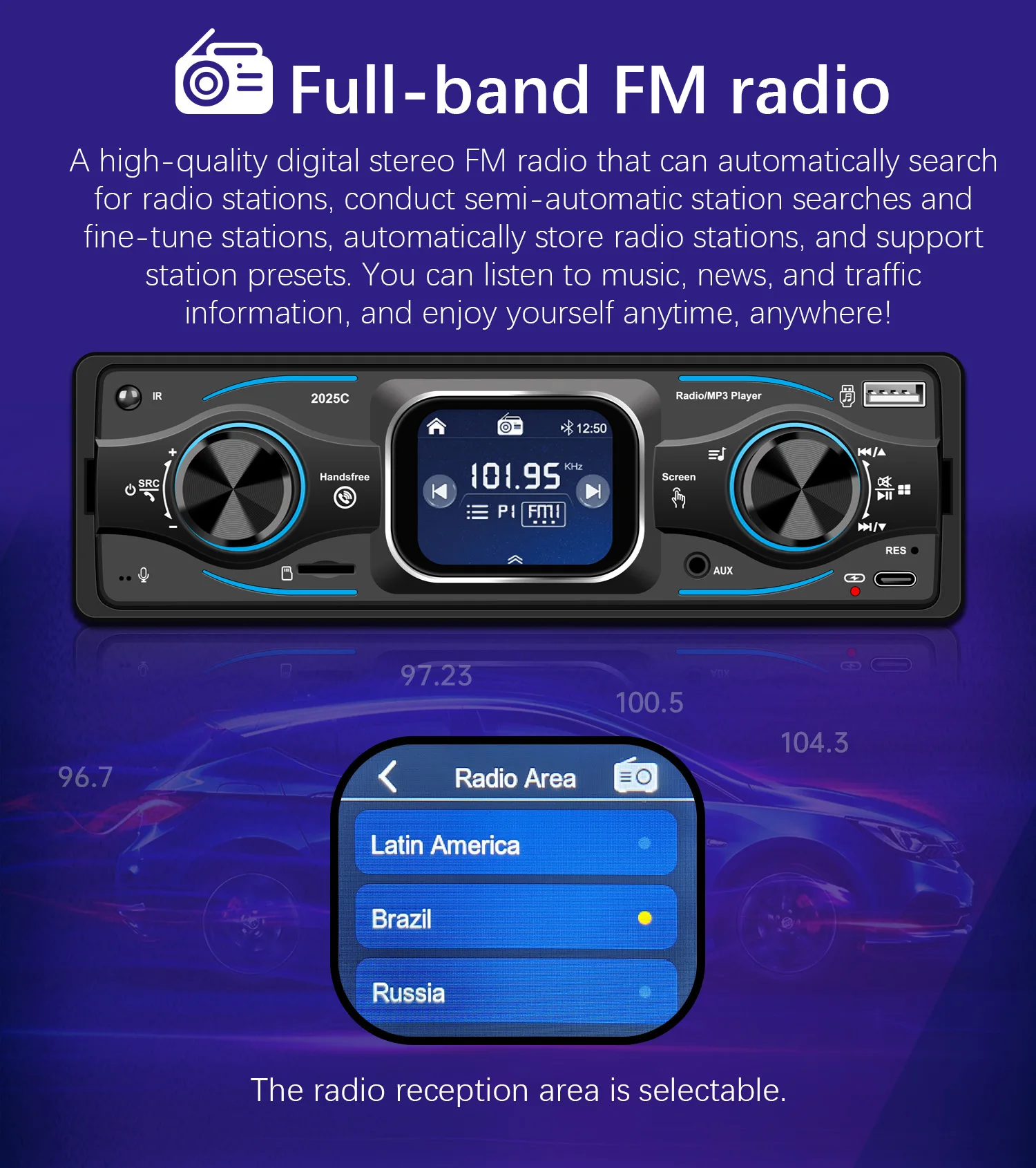 ESSGOO Single 1 Din Universal MP3 FM Player Car Stereo Radio Bluetooth 6.0 Handsfree USB/AUX with DAB+ 7 color Remote Control