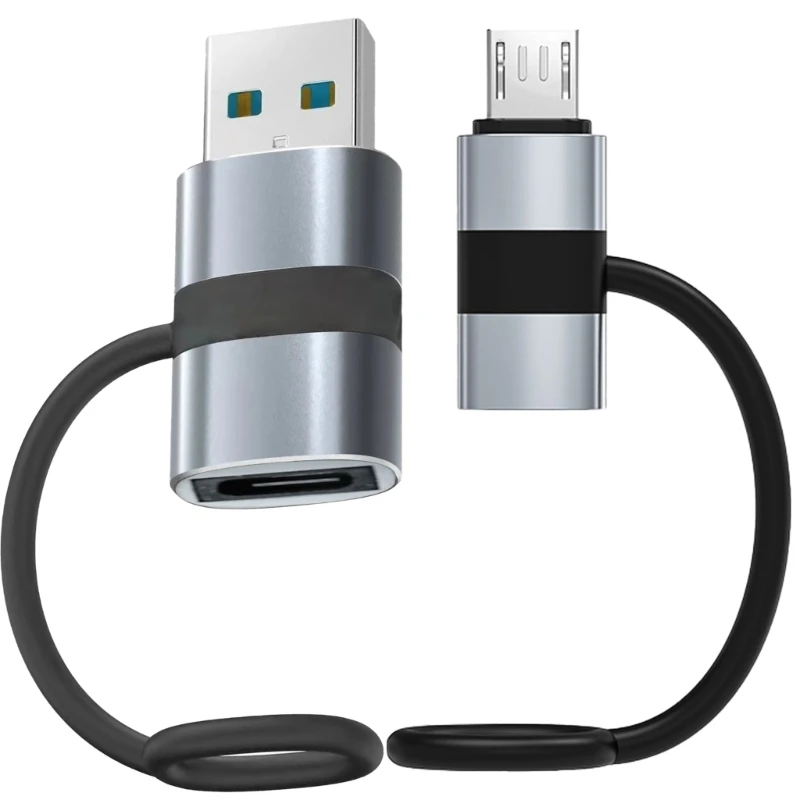 USB 5Pin / USB A Male To USB Type C Female Data Sync Adapter Quick Charging Converter With Anti-Lost Hanging Rope