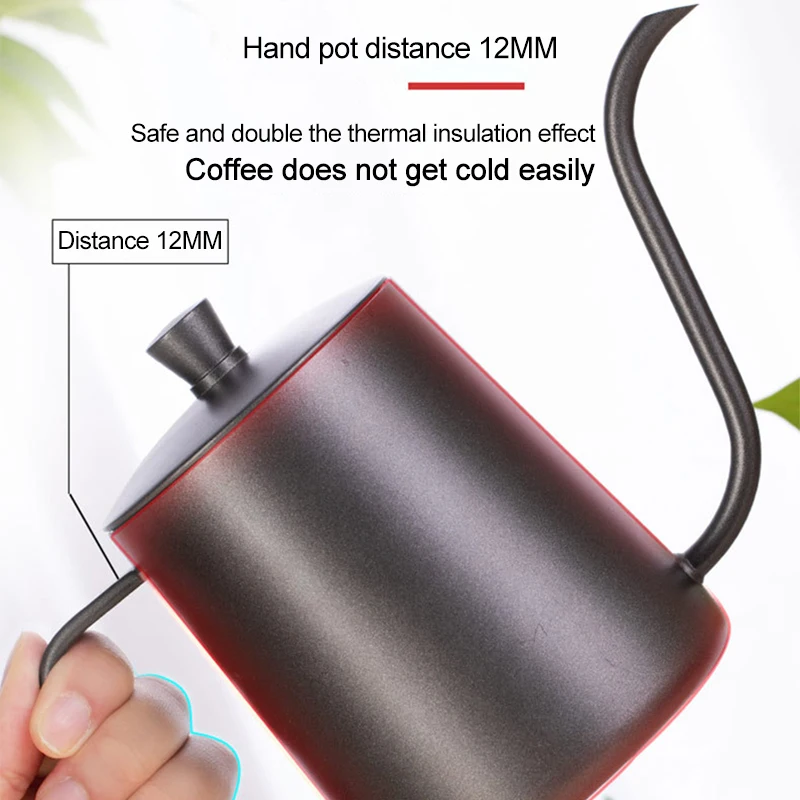 304 Stainless Steel Coffee Pot Long Narrow Spout Drip Kettle Manual Pour Over Coffee Maker Tea Pot 250ml/350ml/600ml with Lid