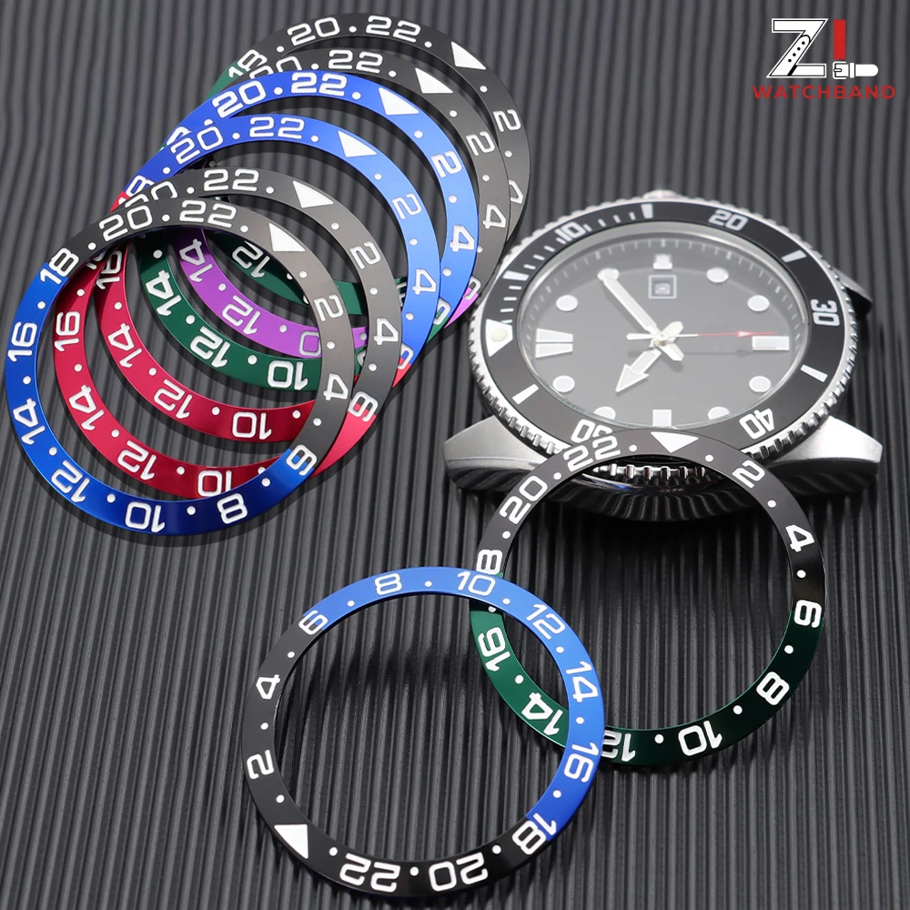 38mm Aluminium Watch Bezel for 40mm Watch Case NH35 NH34 for Rolex GMT007 Diving Watch Accessories Replace Watch Bezel Insertion