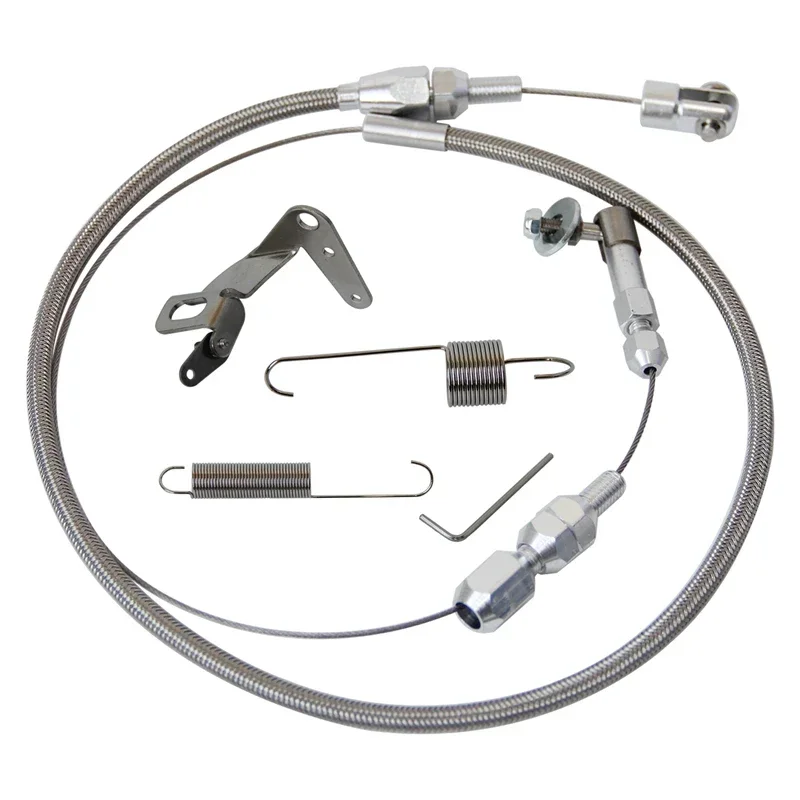

Продуктивный трос газа дроссельной заслонки из нержавеющей стали 24/36 дюймов и комплект пружин Street Hot Rod для Ford Chevy Universal Silver