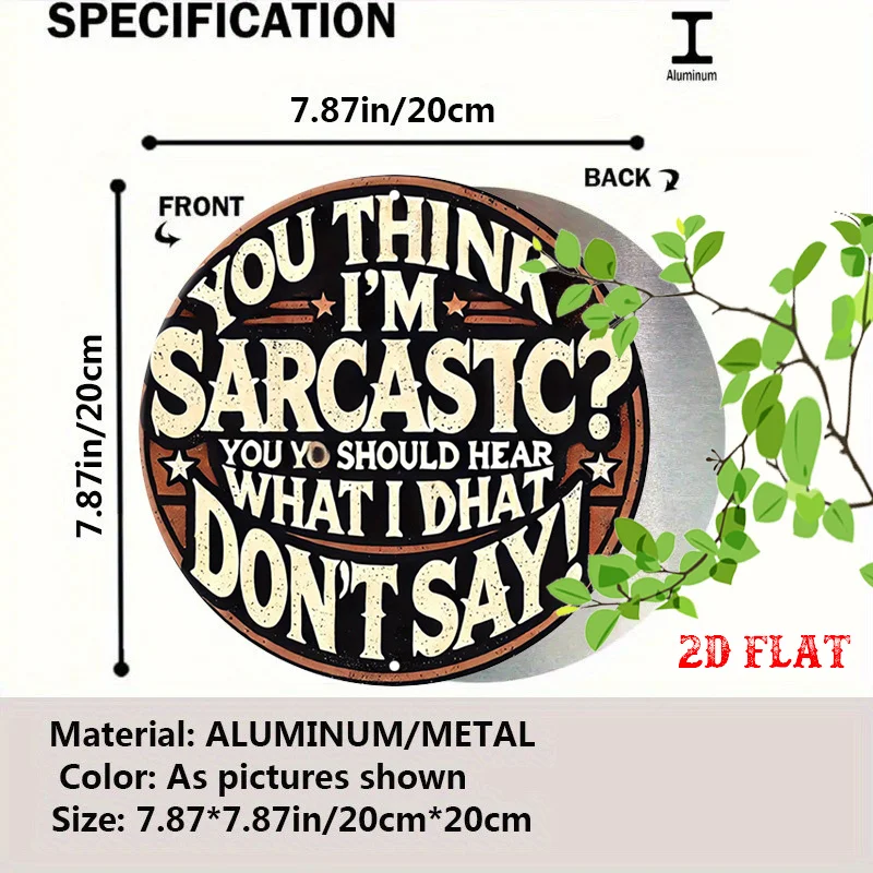 2D Flat, 1pc Vintage Sarcastic Metal Wall Sign with 