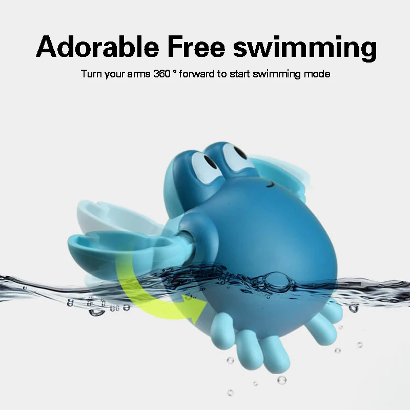 Cute Crab Clockwork Bath Toy For Baby Boy Girl Summer Beach Supply Shower Gift