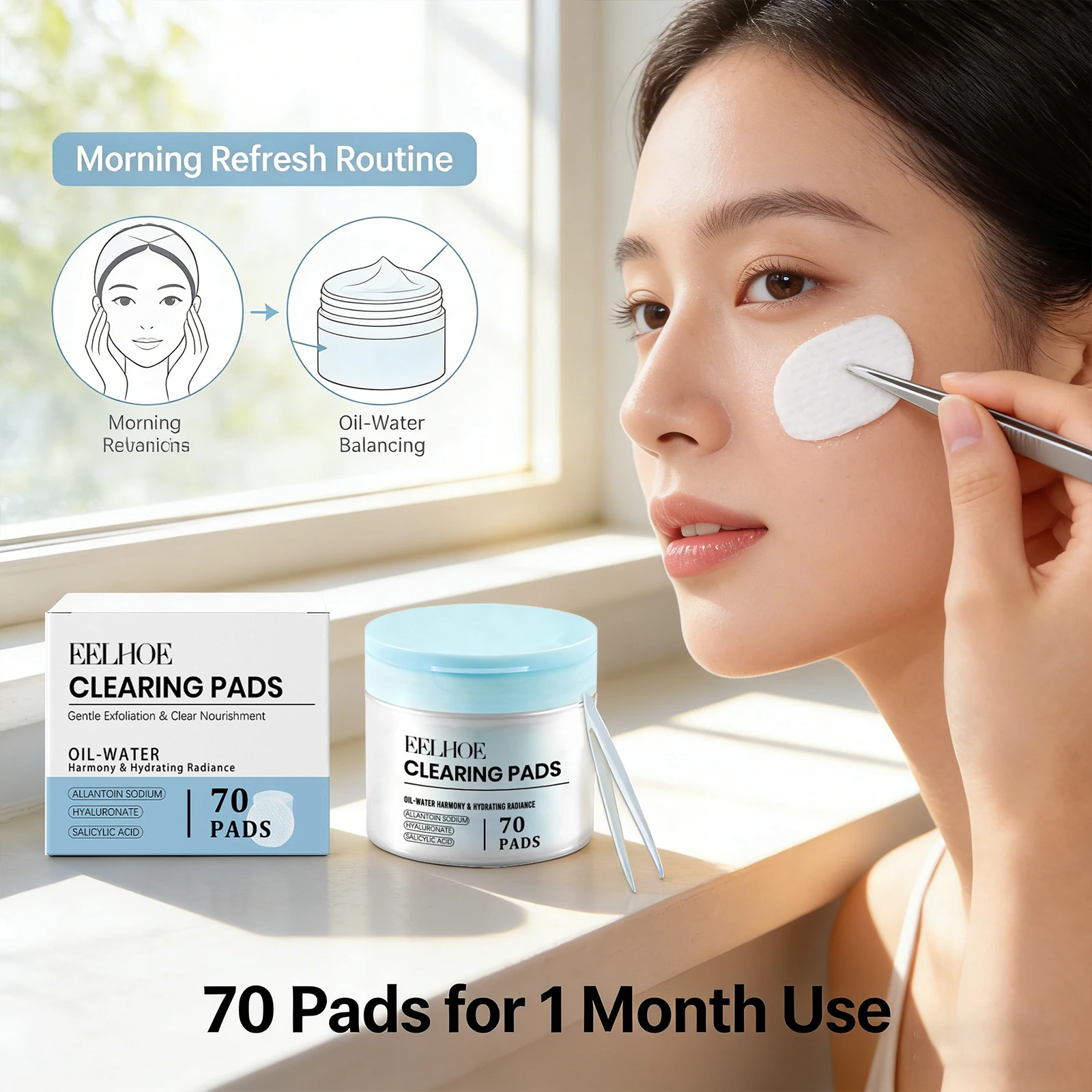 Salicylic Acid Toning Cotton Pad Daily Nourishing Reducing Dullness Brighten Skin Tone Long-Lasting Hydration Facial Peeling Pad